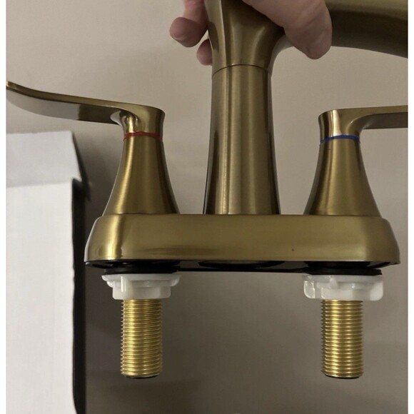 Yundoom Brushed Gold Waterfall Bathroom Faucet Swivel Spout Pop Up Drain BF4-04 - Picture 12 of 15